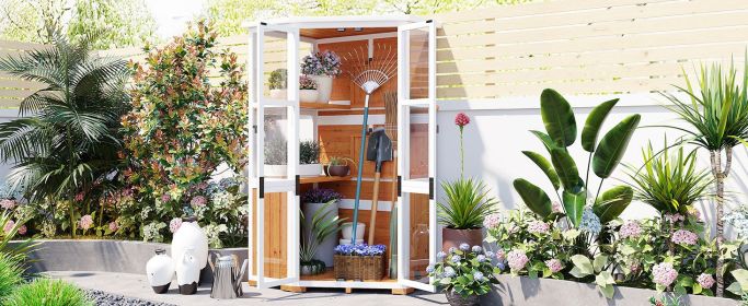 [Assembly Video Product] TOPMAX 63'' Height Garden Wood Storage Cabinet Outdoor Tool Storage Shed