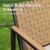 4 Pieces Metal Patio Furniture Set, Hand-Made Drawstring Outdoor Patio Conversation Sets Outside loveseat with Soft Cushion for Garden, Backyard