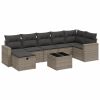 Garden Sofa Set Gray Poly Rattan Large Modular Outdoor Sofa Set