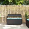 Patio Storage Bench with Cushion Black Poly Rattan