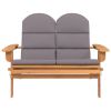Adirondack Patio Bench with Cushions 49.6" Solid Wood Acacia