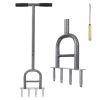 Lawn Coring Aerator, 4 Corer Plug Aerator Tool with Soft Rubber Grip, Manual Grass Aerating Tool