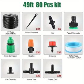 1 Set DIY Garden Drip Irrigation Hoses; Garden Watering System For Adjusting The Amount Of Drip Irrigation Spray; Saving Water And Time (quantity: 15m Suit)