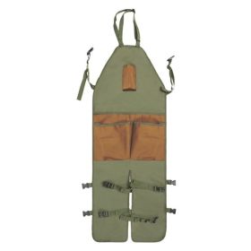 Multi-Pocket Gardening Pruning Longe Leg Apron for Farm (Color: Green & Brown, Type: Apron)