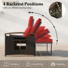 Outdoor Wicker Daybed with Folding Panels and Storage Ottoman